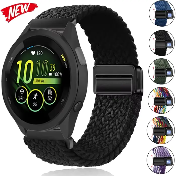 Bracelet en nylon tressé respirant de 22 mm et 20 mm pour Garmin Forerunner 970 965 265 255 955 55 165 170 70 et Garmin Active 5 6