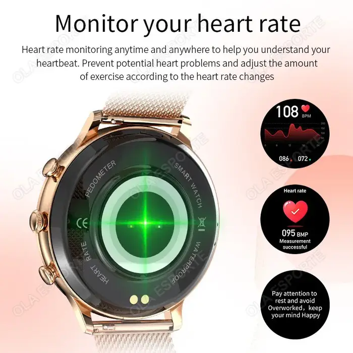 Mode luxe montre intelligente femmes Bluetooth appel pression artérielle bricolage personnalisé Sport Fitness étanche