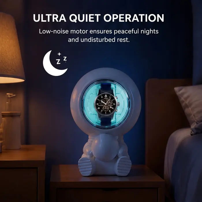 Remontoir de montre Spaceman avec lumière ambiante LED RGB, anti-magnétique, agitateur automatique de montre