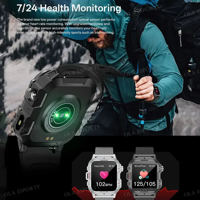 Montre connectée militaire robuste pour hommes