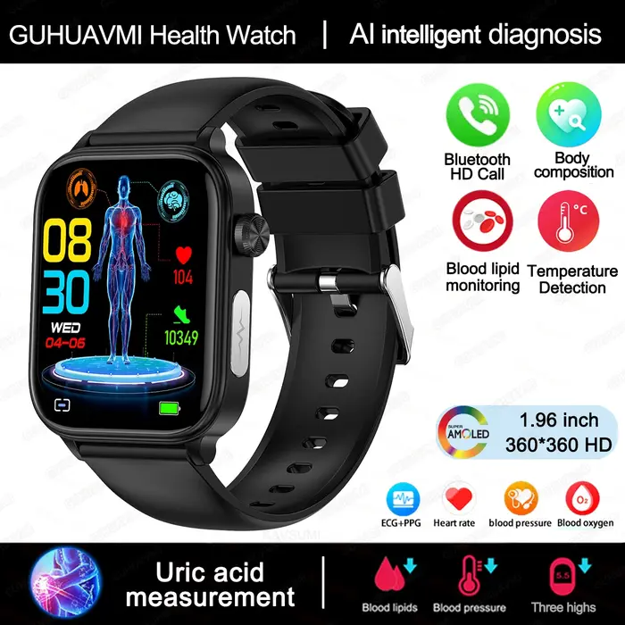 Détecteur de Diagnostic AI montre intelligente femmes lipides sanguins et acide uricique Test de Composition corporelle