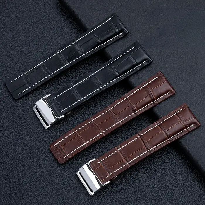 Bracelet de montre en cuir véritable pour hommes
