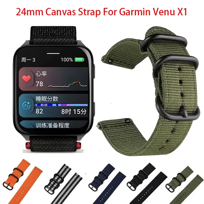 Bracelets en toile de 24MM pour Garmin Venu X1