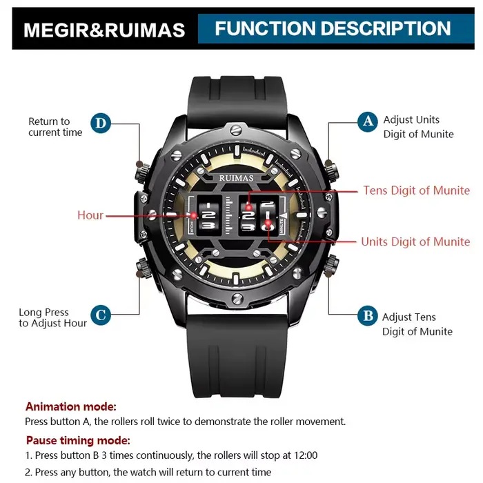 MEGIR & RUIMAS-Montres de sport militaires pour hommes