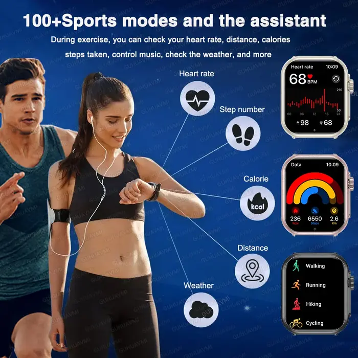 Pour montre IOS Ultra 2 SE hommes femmes Bracelet intelligent 1000mAh batterie GPS AMOLED affichage Bluetooth appel
