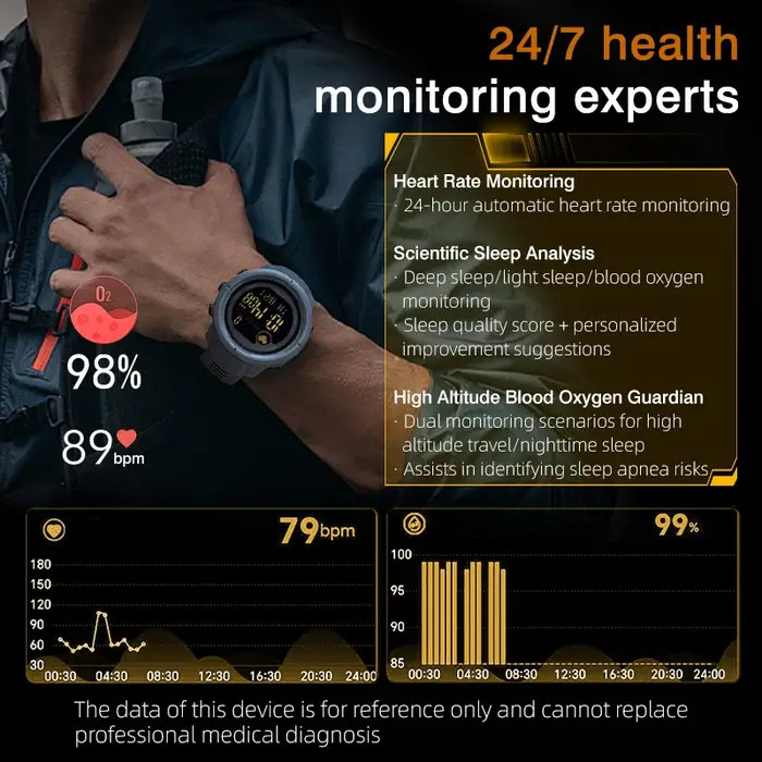 NORTH EDGE Mars5 montre électronique pour hommes chronographe lumineux multifonctionnel détection de fréquence cardiaque natation montres étanches pour homme
