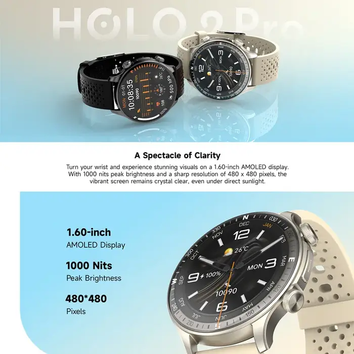 IMIKI HOLO 2 Pro 1.6 "AMOLED HD affichage Smartwatch 5ATM étanche GPS Bluetooth appels téléphoniques ultra-mince sport montres intelligentes