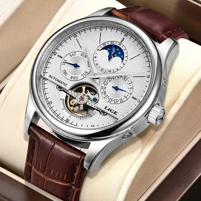 LIGE hommes montres de luxe mâle Tourbillon automatique montre-bracelet sport étanche montre mécanique pour hommes horloge Relogios Masculino