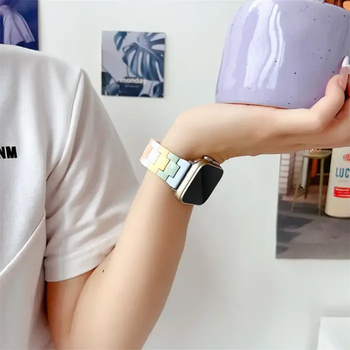 Bracelet en résine arc-en-ciel pour Xiaomi band 8 9 10 pro