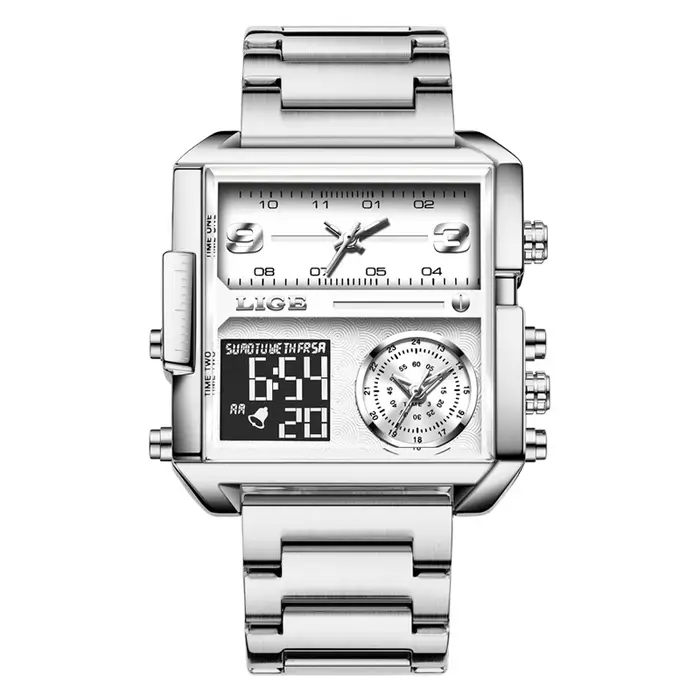 LIGE 2023 nouvelle montre en or femmes Top marque de luxe créatif montres carrées dames mode double affichage