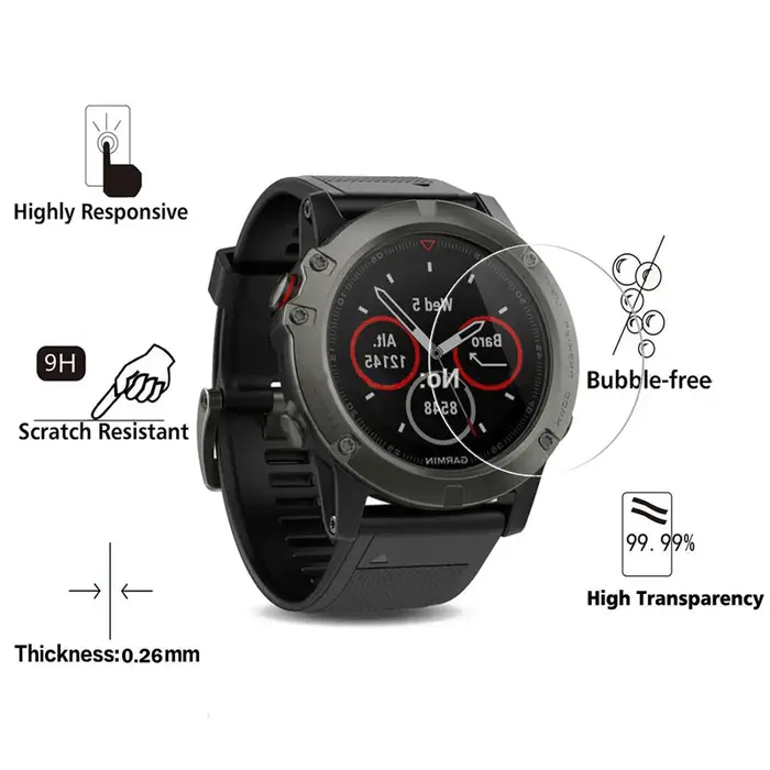 Film de protection en verre trempé HD pour Garmin Fenix 5 5s 6 6S 6X 7 7S 7X / Forerunner245 945 735