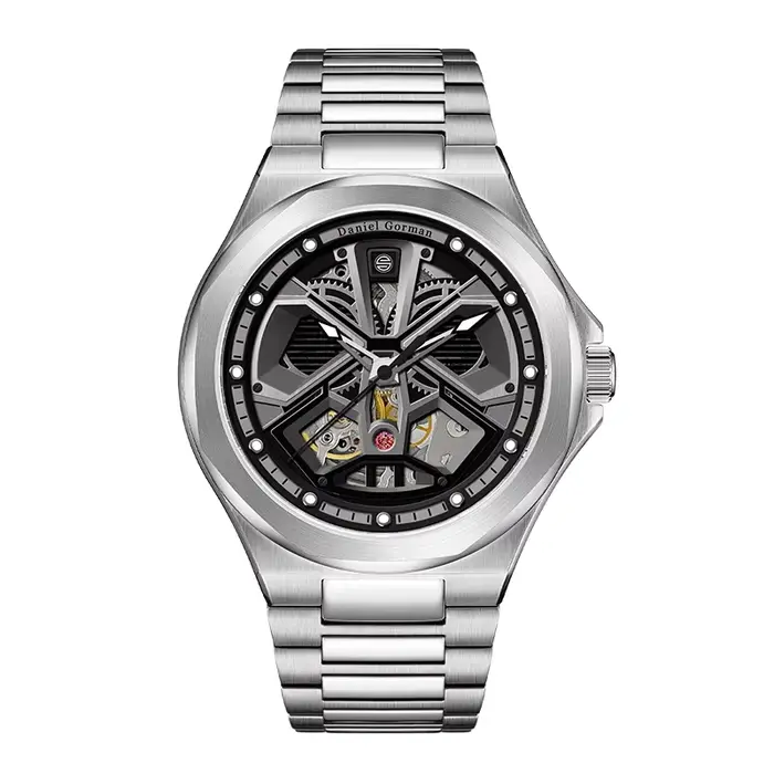DG Montre automatique de luxe colorée entièrement ajourée