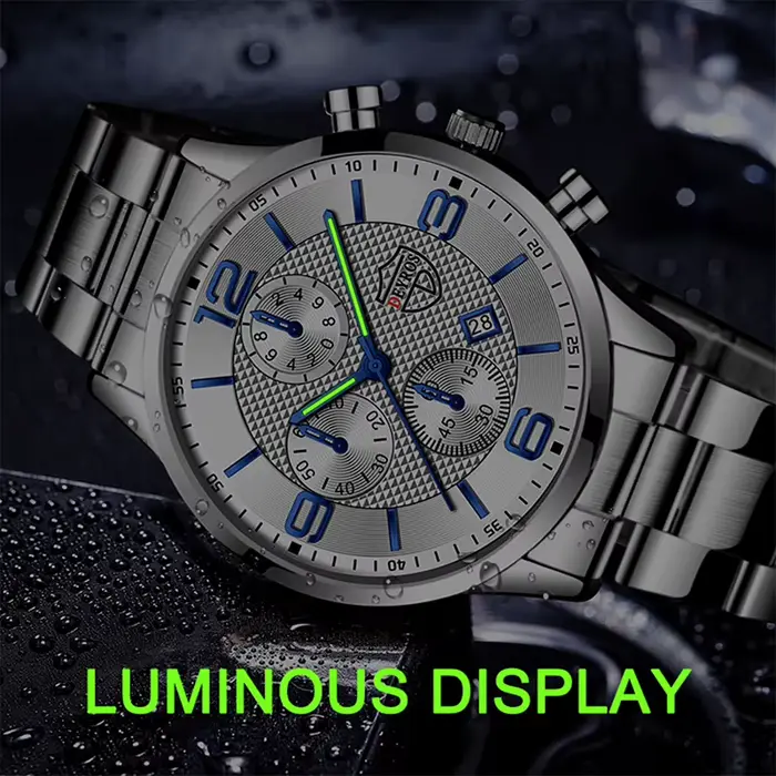Montre-bracelet à quartz en acier inoxydable pour homme
