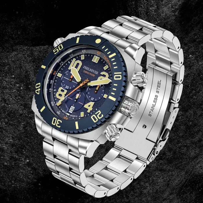 Sport mouvement automatique montre à Quartz en acier inoxydable saphir cristal montres hommes 500M étanche horloges