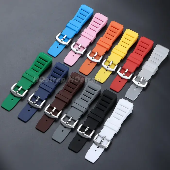 Bracelet de montre en caoutchouc 21*17mm pour Richard Mille, bracelet durable, étanche, confortable, résistant à la transpiration, bracelet de remplacement pour homme et femme