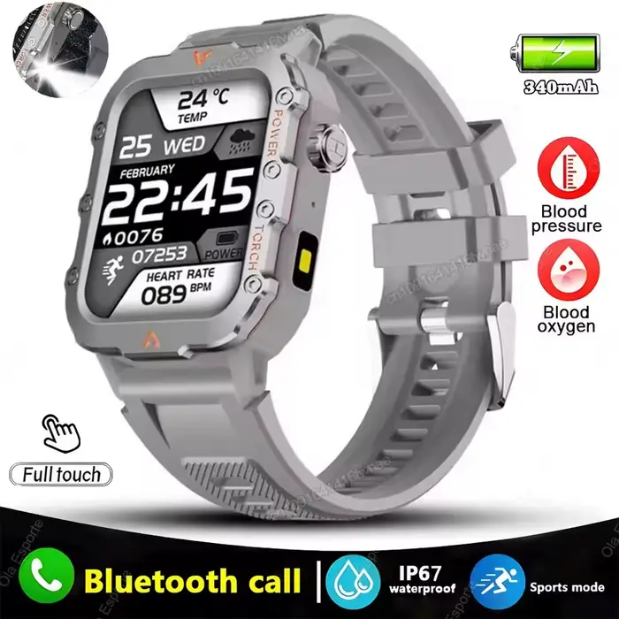 Montre connectée de randonnée mondiale 2026 avec écran 2,01'', batterie 1100 mAh, lumière LED, suivi