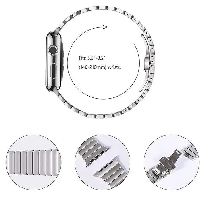 Bracelet de luxe en acier inoxydable pour Apple Watch série 10 9 8 7 46mm 45mm 41mm