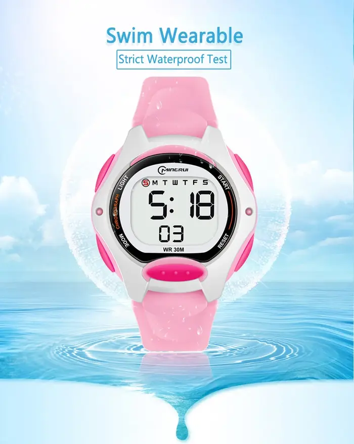 Montre numérique étanche pour enfants, pour filles et garçons, LCD noir, électronique, Sport, réveil, cadeaux