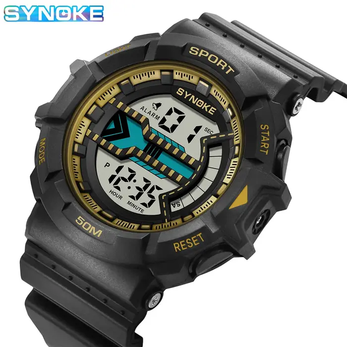 Montre numérique pour hommes en plein air militaire mode rétro hommes montre sport étanche hommes montre multifonctionnel lumineux SYNOKE