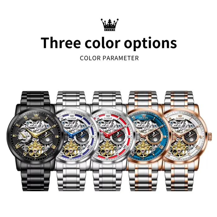 OLEVS 6670 montre pour hommes marque de luxe squelette