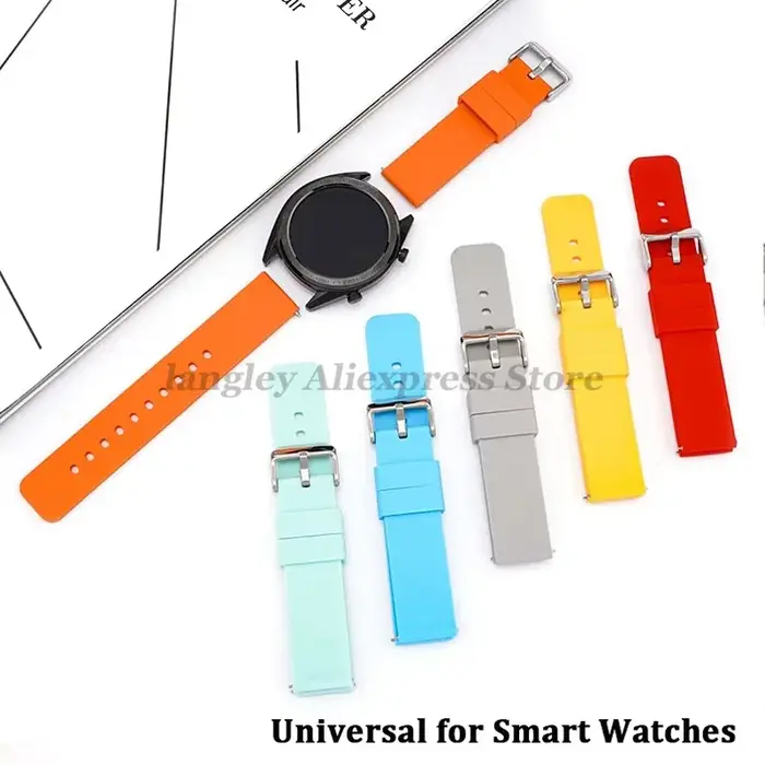 Bracelet de montre en Silicone 14/16/18/19/20/22/24mm bracelets de montre en caoutchouc souple à dégagement rapide pour Samsung Galaxy pour Garmin pour montre Huawei