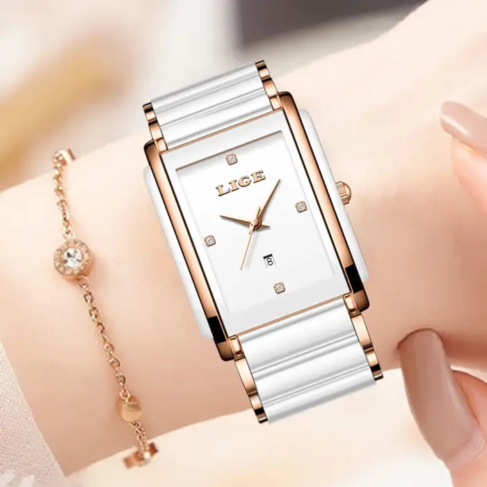 LIGE 2026 NOUVELLE Montre Femme de Luxe Tendance Bracelet Céramique Étanche Montre-Bracelet à Quartz pour Femme Relogio Feminino