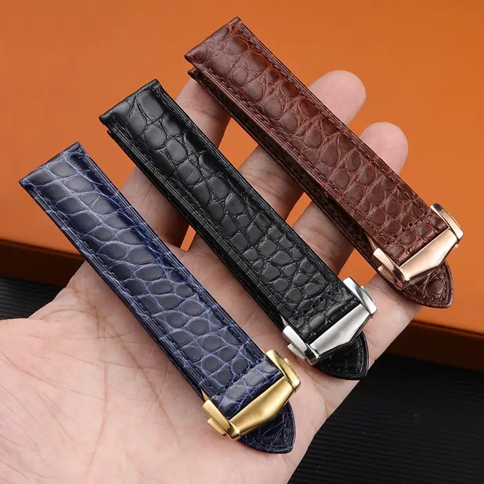 Pour Omega Crocodile bracelet De montre en cuir véritable De Ville hippocampe Super