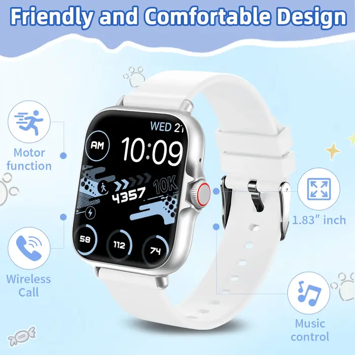 Nouvelle Montre Connectée Enfant 2026 1.83'' HD Appel Bluetooth Partenaire d'Étude Lecteur de Musiqu