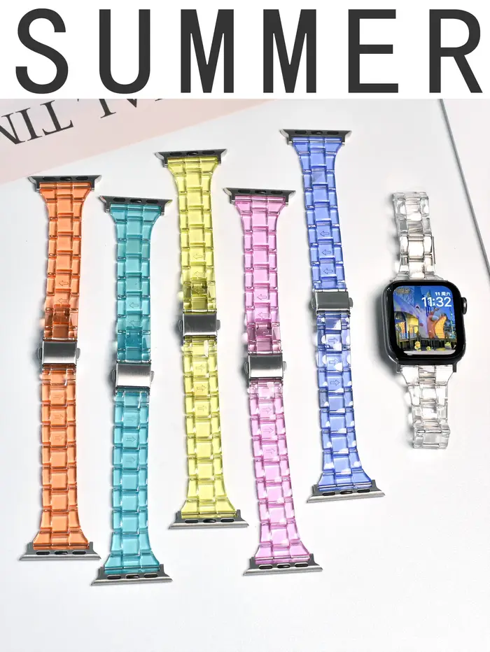 Bracelet de montre en résine mince pour apple watch série 11/10/9 8 7 6 SE 5 4 bandes 42 38mm correa acier clair pour iwatch 44mm 40 41 45 Ultra