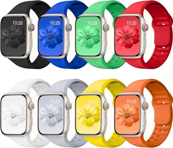 8 packs de bracelets en silicone pour Apple Watch