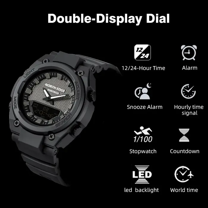 NORTH EDGE FORTRESS 2026 Montre numérique militaire pour homme