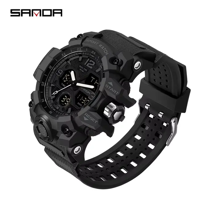 SANDA – montre de sport pour hommes, montre à Quartz militaire, étanche, résistante aux chocs, Relog
