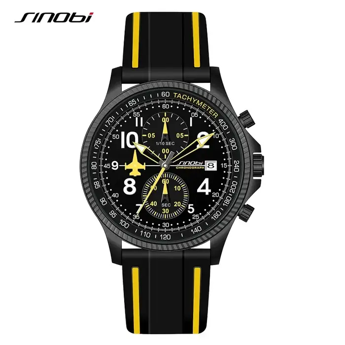 SINOBI nouveau sport chronographe hommes montres mode Design créatif étanche calendrier lumineux