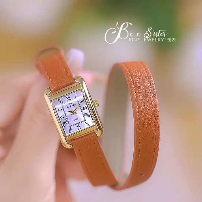 Montres à cadran romain rectangulaire vintage pour femme
