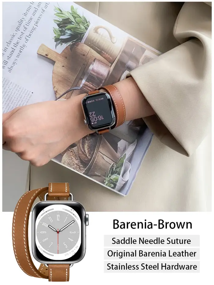 2025 nouveau bracelet en cuir de vache Double Tour pour Apple Watch Ultra 3 2
