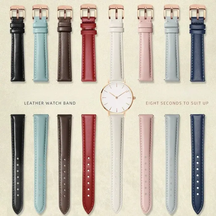 Bracelet de montre de mode à dégagement rapide pour Casio Citizen Fossil DW bracelet 12mm 14mm 16mm 18 dames bleu rose rouge bracelet de montre en peau de vache souple