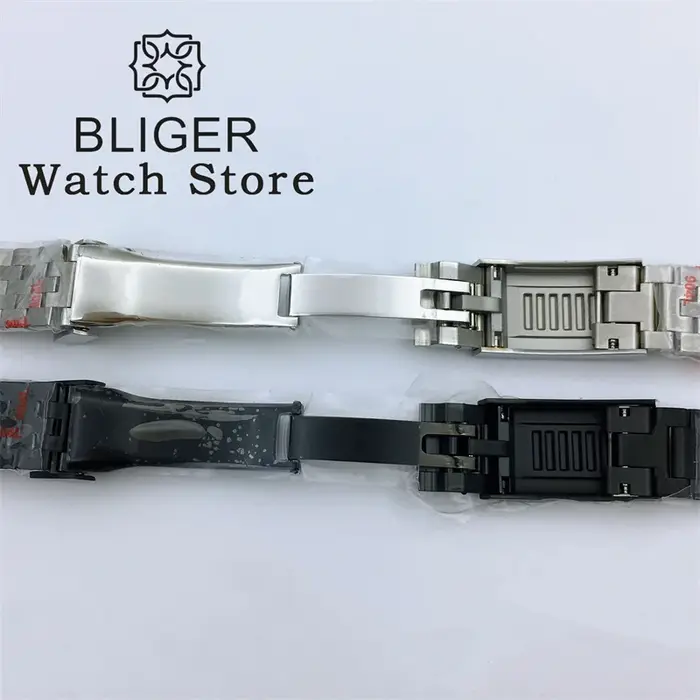 BLIGER 20mm 904L acier jubilé or moyen deux tons montre-Bracelet Bracelet solide vis liens extrémité incurvée
