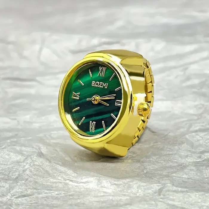 Montre à doigt Mini édition petite montre verte bague montre femme rétro or Rose montre à doigt étud