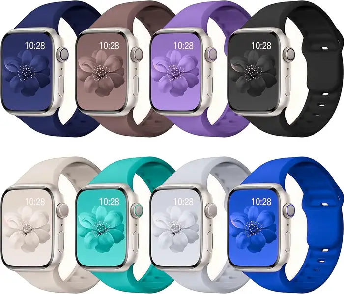 8 packs de bracelets en silicone pour Apple Watch, bracelets étanches compatibles avec iWatch Series