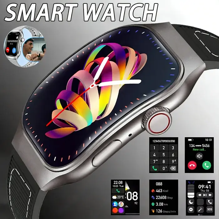 LAXASFIT Nouvelle montre connectée Bluetooth pour hommes avec écran incurvé HD de 2