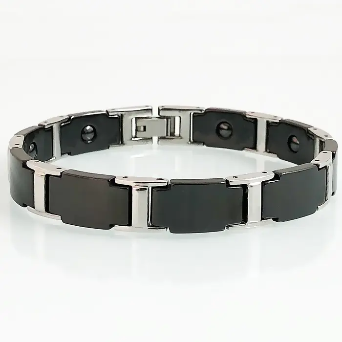 Bracelet magnétique en céramique et acier inoxydable pour homme
