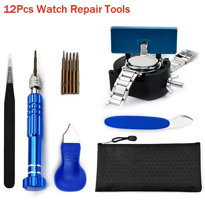 Kit de 12 outils de réparation pour le remplacement de piles de montre