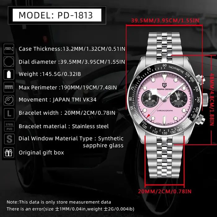 Montres pour hommes PAGANI DESIGN 2026 Nouvelle montre chronographe à cadran rose BB Panda Mode Luxe Quartz