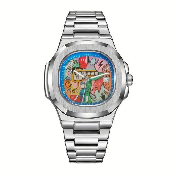 2025 nouveaux hommes carré trou de ver Concept montre étanche bracelet en acier Vintage