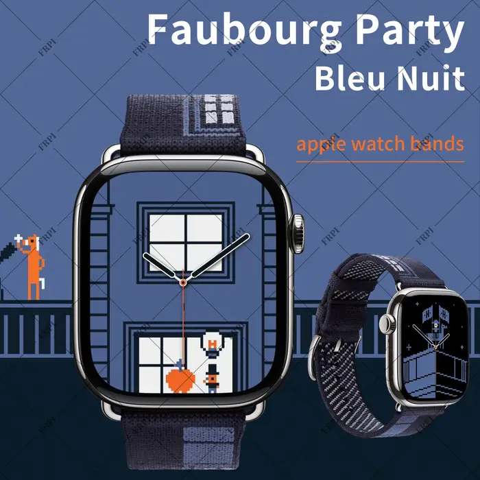 Nouveau bracelet de fête Faubourg Bleu Nuit 2026 pour Apple Watch Series 12 11 10 9 8 7 6 5 SE 3 Iwatch Ultra 4 3 2, 49mm 46mm 45mm 44mm