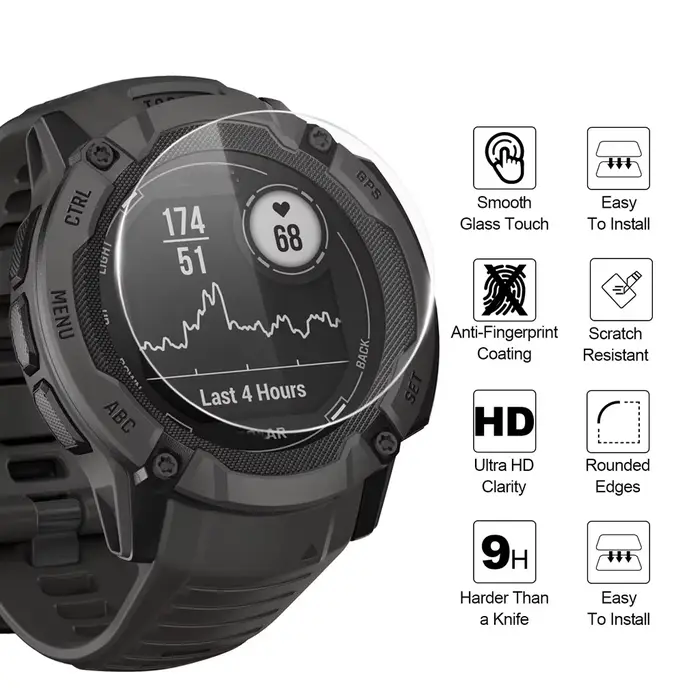 Protecteur d'écran en verre trempé pour Garmin Instinct 2X