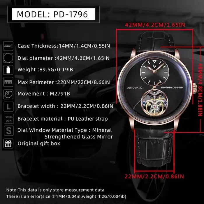 PAGANI DESIGN 1796 montre mécanique automatique originale pour hommes à la mode 10Bar étanche lumineux creux luxe affaires nouveau