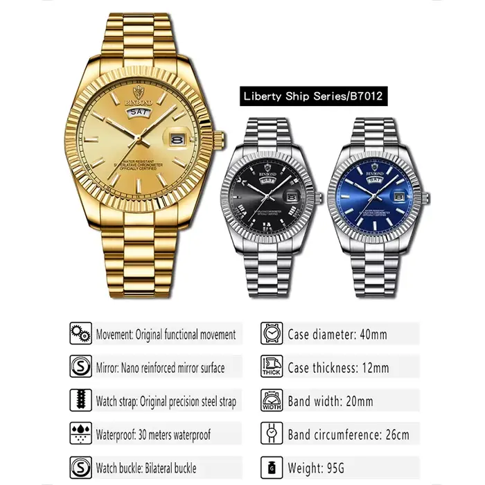 BINBOND hommes montre à Quartz haut de gamme sport