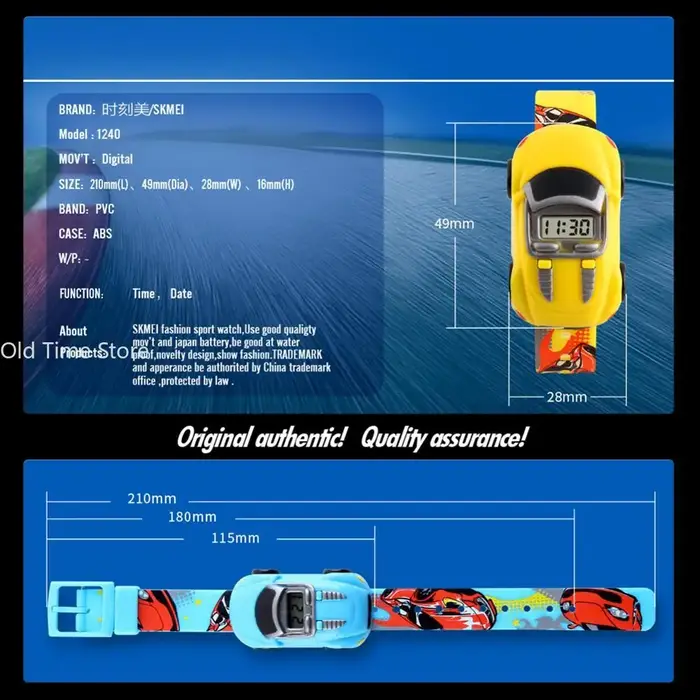 Montre de voiture de dessin animé pour enfants