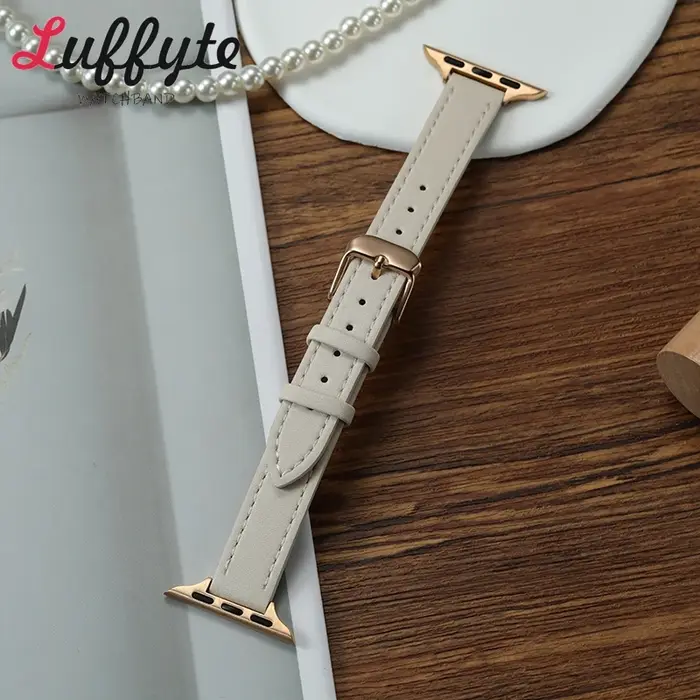 Bracelet de montre en cuir souple pour Apple Watch 1-10 SE Ultra 49/46/45/44/42/41/40/38mm, joli bracelet de montre pour femme avec boucle en or Rose